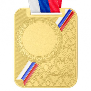 Медаль MZP 549-65/GM (65х48мм, D-25мм, s-2,5мм) с лентой