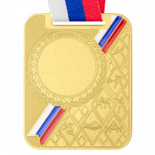Медаль MZP 549-65/GM (65х48мм, D-25мм, s-2,5мм) с лентой